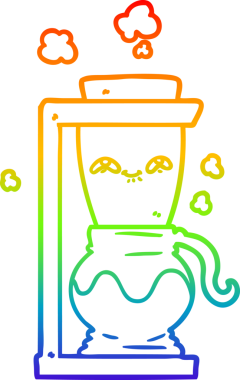 gökkuşağı gradyanı çizimi mutlu çizgi film kahve demliği bir insan tarafından çizildi