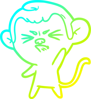 Bir insan tarafından çizilmiş, sinir bozucu bir maymunun soğuk çizgi çizimi.