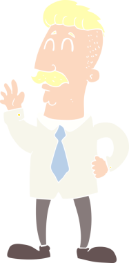 Bir insan tarafından çizilen ofis adamının düz renk çizimi