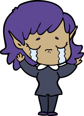 Bir insan tarafından çizilmiş ağlayan elf kızı.