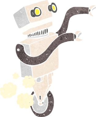 Bir insan tarafından çizilmiş komik robot.