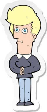 Bir insan tarafından çizilmiş karikatür adamın çıkartması.