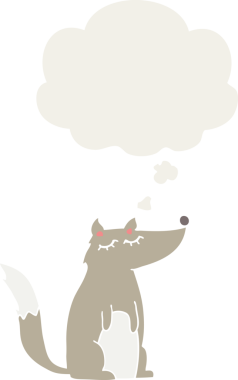 Düşünce baloncuğu olan bir insan tarafından çizilmiş çizgi film kurdu.