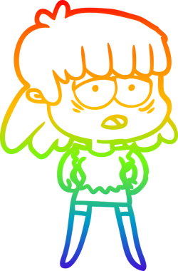 gökkuşağı gradyan çizgi çizimi bir insan tarafından çizilmiş yorgun bir kadın