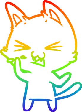 Gökkuşağı gradyan çizgi çizimi Bir insan tarafından çizilmiş bir çizgi kedi tıslama