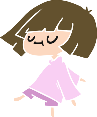 Bir insan tarafından çizilmiş tatlı bir kawai kızının serbest çizimi.