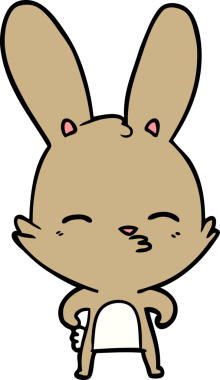 Bir insan tarafından çizilmiş meraklı tavşan çizgi filmi.