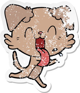 Bir insan tarafından çizilmiş, nefes nefese kalmış bir köpeğin sıkıntılı çıkartması.