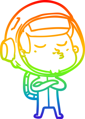 gökkuşağı gradyan çizimi bir çizgi insan tarafından çizilmiş kendinden emin astronot