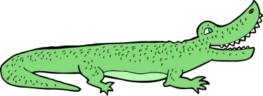 Bir insan tarafından çizilmiş mutlu timsah çizgi filmi.