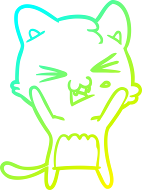 Bir insan tarafından çizilen çizgi film kedisinin soğuk gradyan çizimi