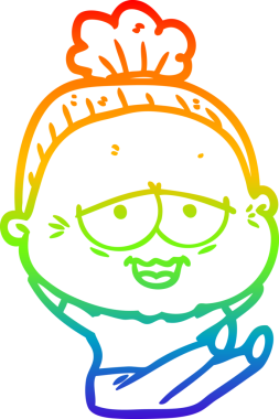 Gökkuşağı gradyan çizgi çizimi Bir insan tarafından çizilmiş mutlu yaşlı kadın