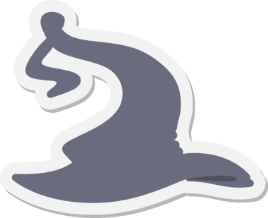 Bir insan tarafından çizilmiş ürkütücü cadı şapkası çıkartması.