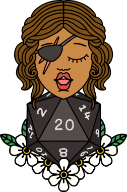 Retro Dövme Tarzı İnsan Rogue Bir insan tarafından çizilmiş 20 zar ile