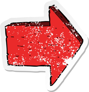 Bir insan tarafından çizilmiş ok işaretli çizgi filmin gerilimli yapıştırması.