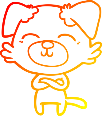 Bir insan tarafından çizilmiş çizgi film köpeğinin sıcak çizgi çizgisi.