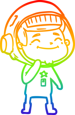 gökkuşağı gradyan çizimi mutlu bir çizgi astronot çizimi bir insan tarafından çizildi