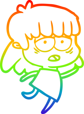 gökkuşağı gradyan çizgi çizimi bir insan tarafından çizilmiş yorgun bir kadın