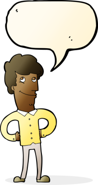 Bir insan tarafından çizilmiş konuşma balonlu mutlu adam çizgi filmi.