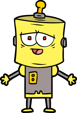 Bir insan tarafından çizilmiş çizgi film robotu