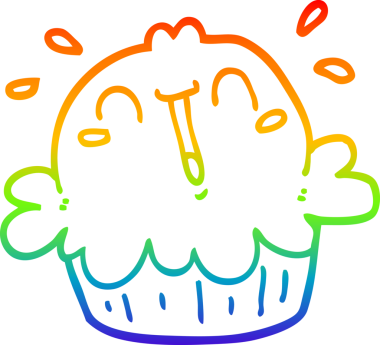 Gökkuşağı gradyan çizgisi bir insan tarafından çizilmiş şirin bir karikatür turtası