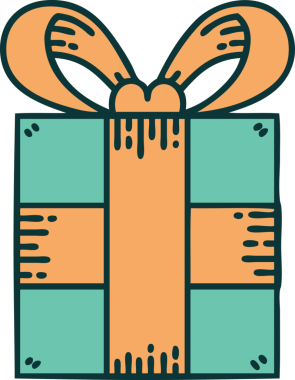 Bir insan tarafından çizilmiş bir hediyenin ikonik dövme şekli