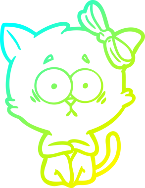 Bir insan tarafından çizilen çizgi film kedisinin soğuk gradyan çizgisi.