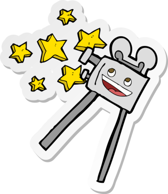 Bir insan tarafından çizilmiş eski tarz bir film kamerasının çıkartması.