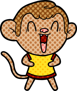 Bir insan tarafından çizilmiş gülen maymun çizgi filmi