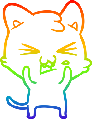 Gökkuşağı gradyan çizgi çizimi Bir insan tarafından çizilmiş bir çizgi kedi tıslama