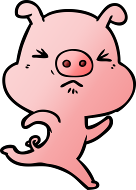 Bir insan tarafından çizilen kızgın domuz çizgi filmi.