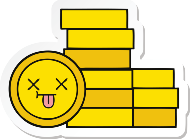 Bir insan tarafından çizilmiş şirin bozuk paraların çıkartması.