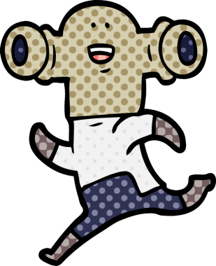 Bir insan tarafından çizilmiş dost canlısı bir uzaylı çizgi filmi.