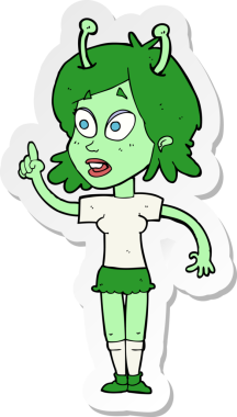 Bir insan tarafından çizilmiş uzay uzaylısının çıkartması.