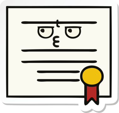 Bir insan tarafından çizilmiş şirin bir karikatür mezuniyet diplomasının çıkartması.