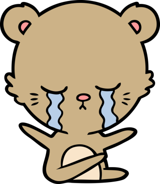 Bir insan tarafından çizilmiş ağlayan çizgi film ayısı.