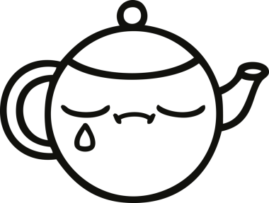 Bir insan tarafından çizilmiş bir çay demliğinin karikatürü.