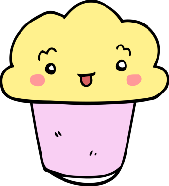 Bir insan tarafından çizilmiş bir çizgi film keki.