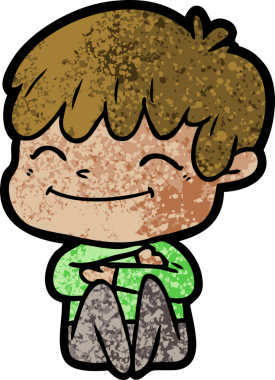 Bir insan tarafından çizilmiş mutlu çocuk çizgi filmi.