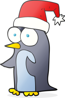 Bir insan tarafından çizilmiş serbest çizilmiş karikatür noel pengueni