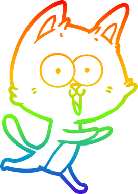 gökkuşağı gradyan çizimi bir insan tarafından çizilmiş komik bir çizgi film kedisi