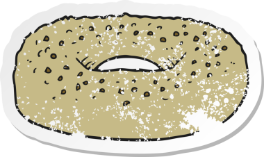 Bir insan tarafından çizilmiş karikatür simit etiketi.