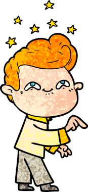 Bir insan tarafından çizilmiş heyecanlı bir çizgi film.