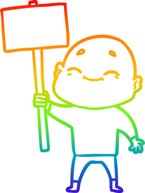 gökkuşağı gradyan çizimi mutlu bir çizgi kel adamın çizimi bir insan tarafından çizildi