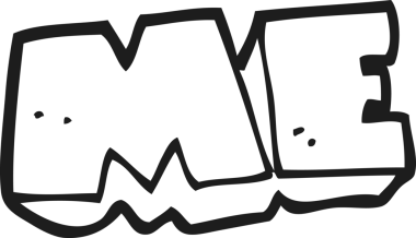 Bir insan tarafından çizilmiş siyah beyaz çizgi film ME sembolü