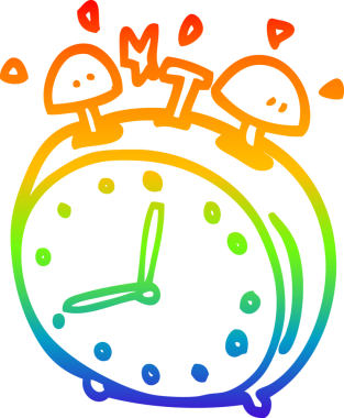 gökkuşağı gradyan çizgi çizimi bir insan tarafından çizilmiş alarm saati