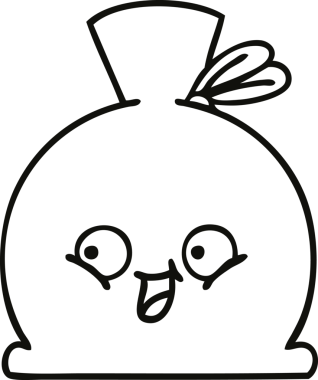 Bir insan tarafından çizilmiş çuval karikatürü.