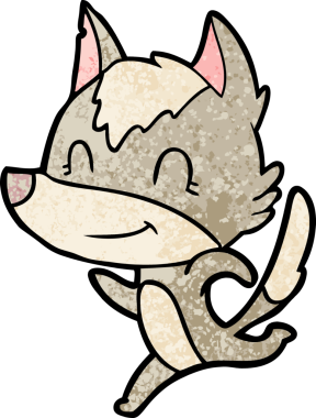 Bir insan tarafından çizilmiş dost canlısı çizgi film kurdu.