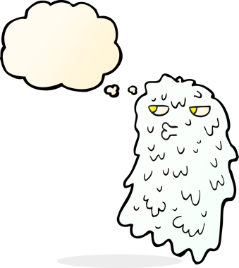 Düşünce baloncuğu bir insan tarafından çizilmiş iğrenç bir hayalet.