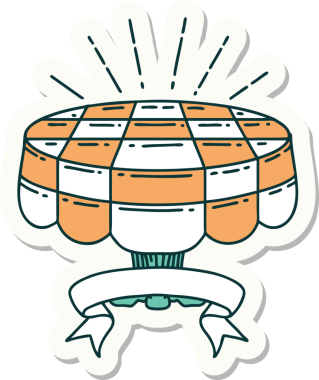 Bir insan tarafından çizilmiş dövme stili kafe masasının çıkartması.